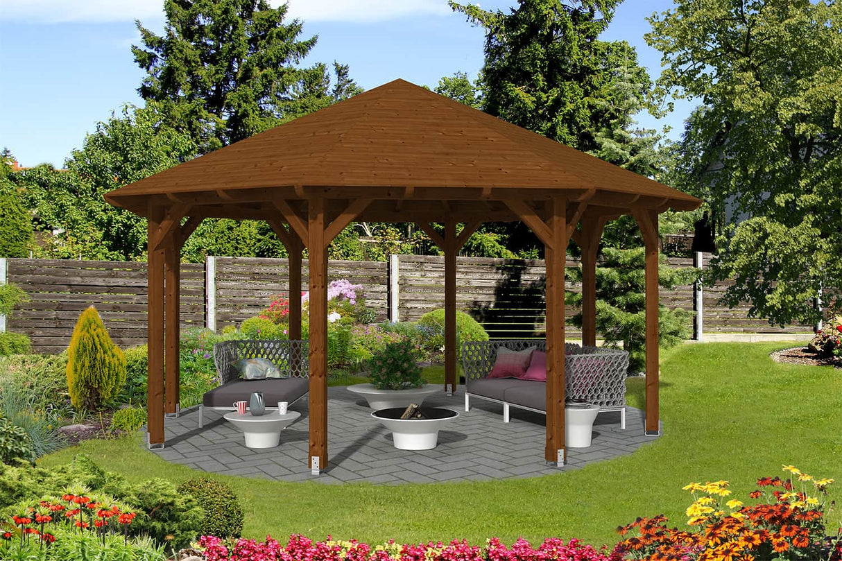 Skan Holz Pavillon Modell Lyon 3 nussbaum