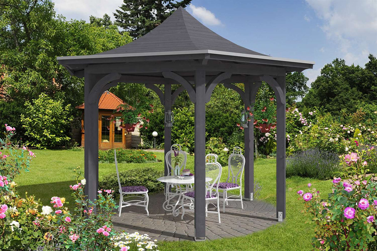 Skan Holz Pavillon Modell Versailles schiefergrau