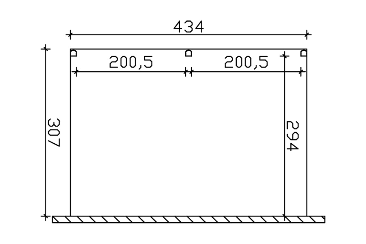 Skan Holz Terrassenüberdachung Garda 434x307 cm Grundriss