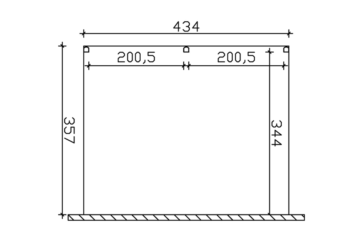 Skan Holz Terrassenüberdachung Garda 434x357 cm Grundriss
