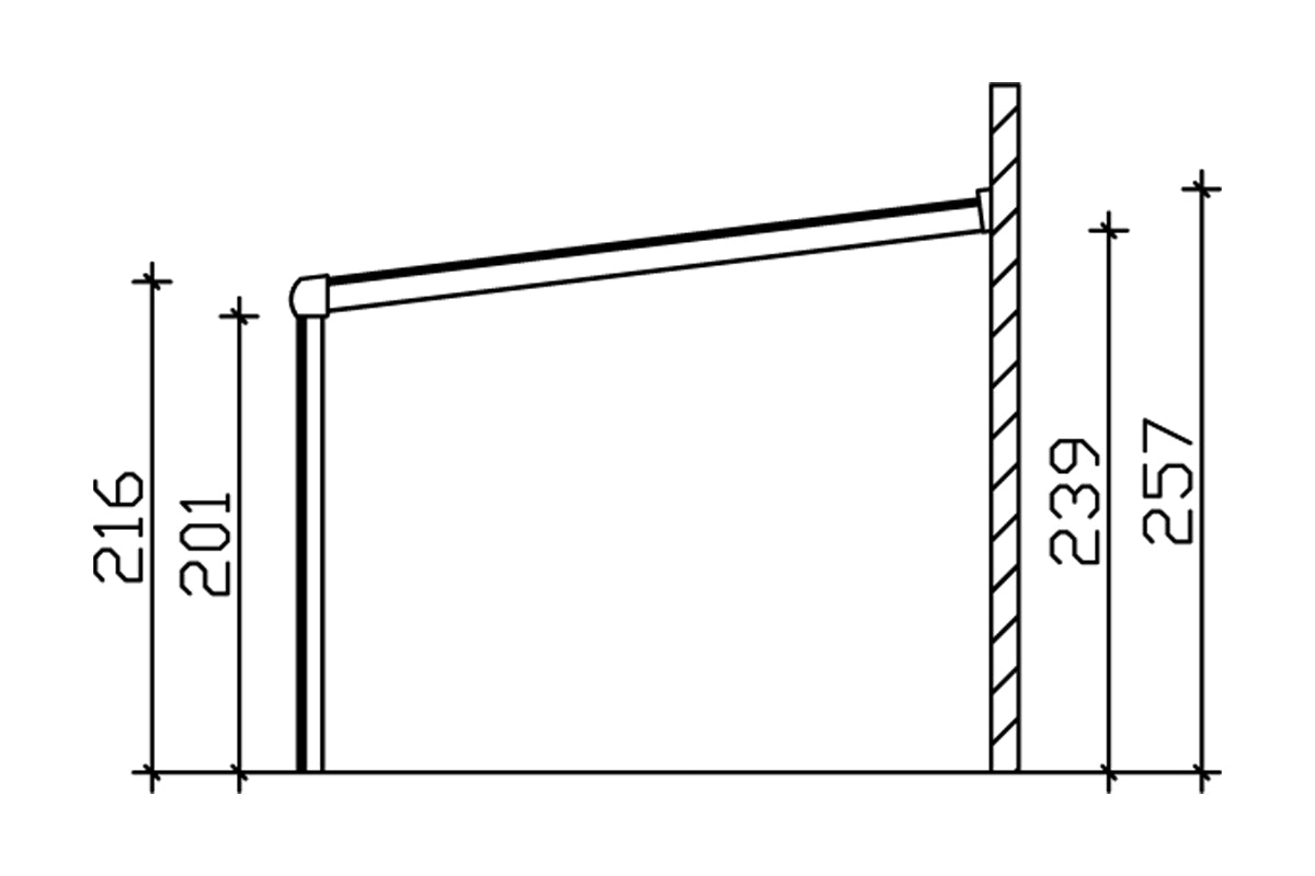 Skan Holz Terrassenüberdachung Garda 541x307 cm Seitenschnitt