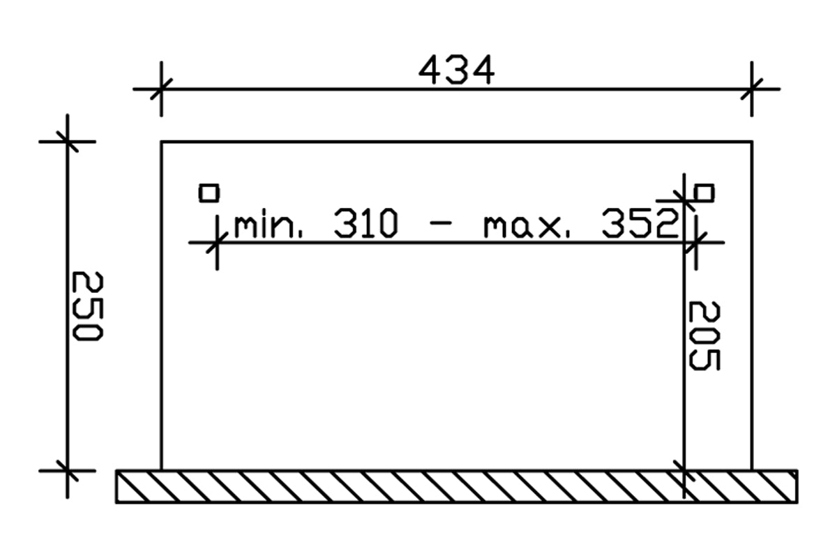 Skan Holz Terrassenüberdachung Modell Ravenna 434x250 cm Grundriss