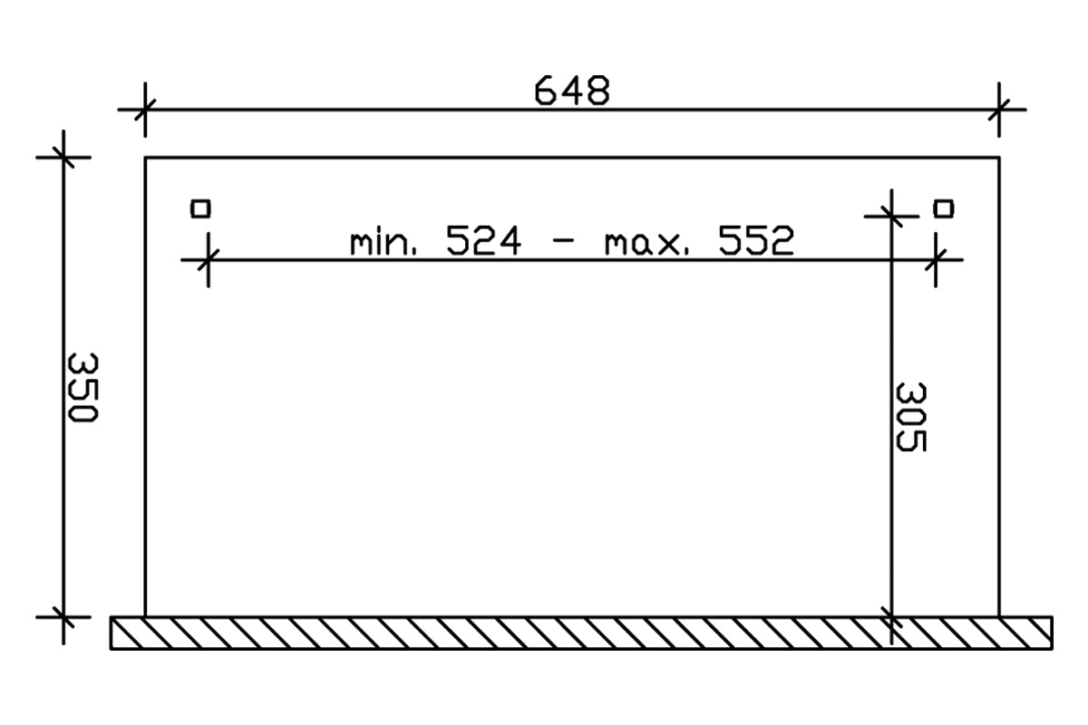 Skan Holz Terrassenüberdachung Modell Ravenna 648x350 cm Grundriss