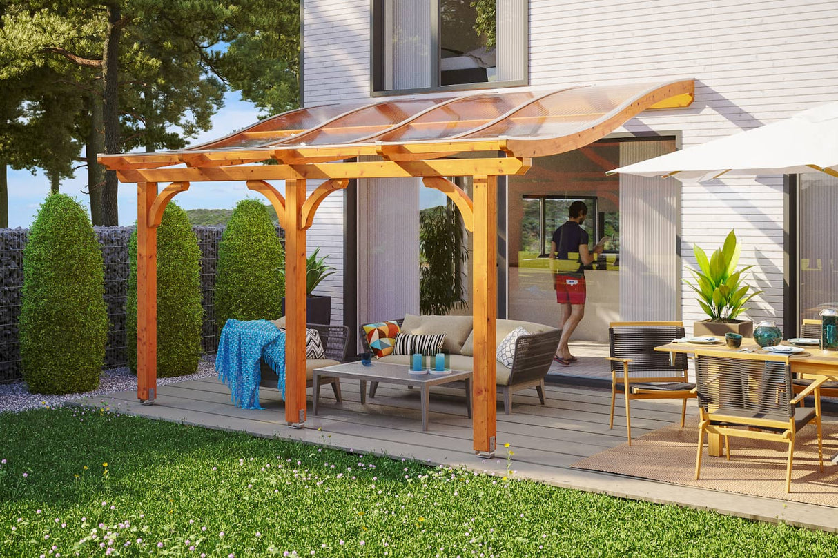 Skan Holz Terrassenüberdachung Modell Venezia 434 cm Eiche hell