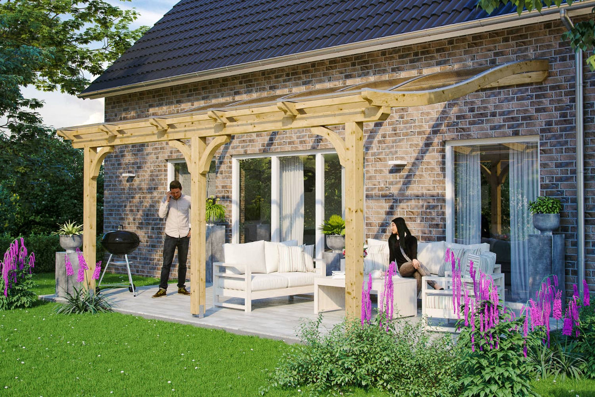 Skan Holz Terrassenüberdachung Modell Venezia 541 cm Naturbelassen