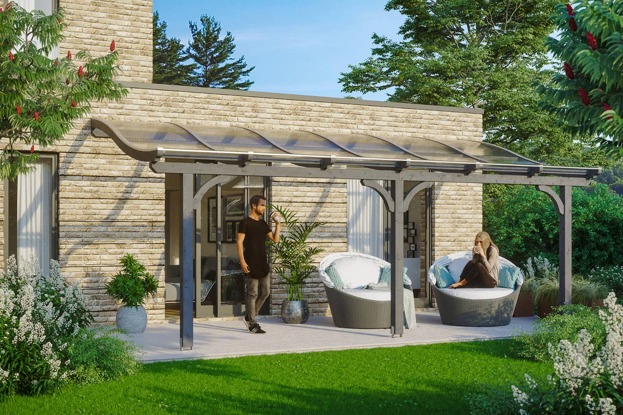 Skan Holz Terrassenüberdachung Modell Venezia 648 cm Schiefergrau