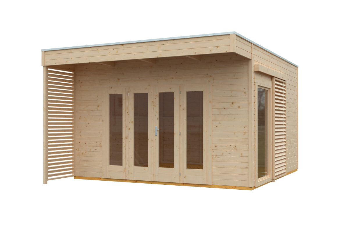 Skan Holz Gartenhaus Modell Tokio 4 ohne Innenschalung naturbelassen freigestellt