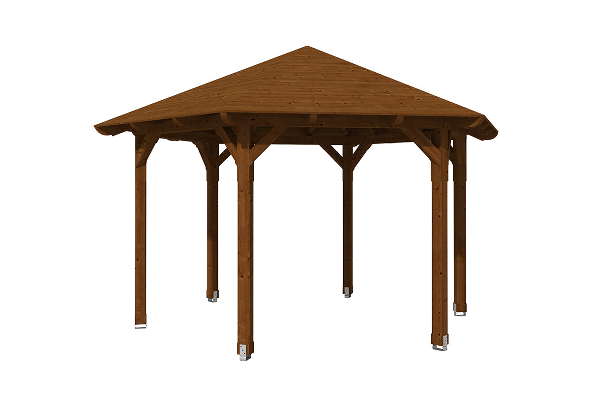 Skan Holz Pavillon Modell Colmar 3 nussbaum freigestellt