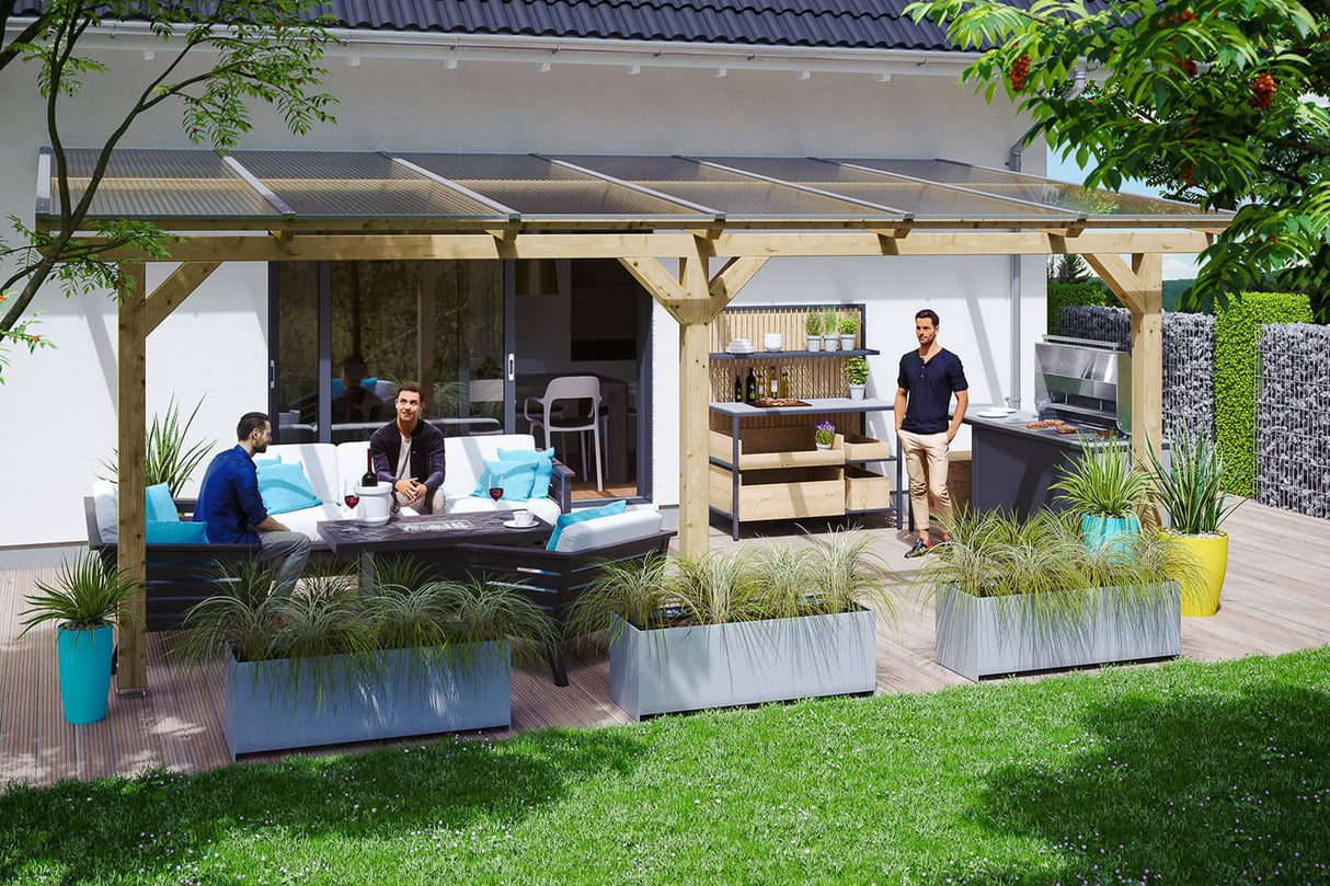 Leimholz-Terrassenüberdachung Andria Naturbelassen 648 cm