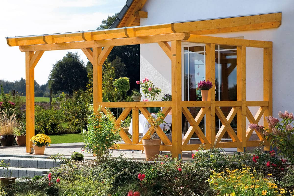 Leimholz-Terrassenüberdachung Andria Kundenfoto 1