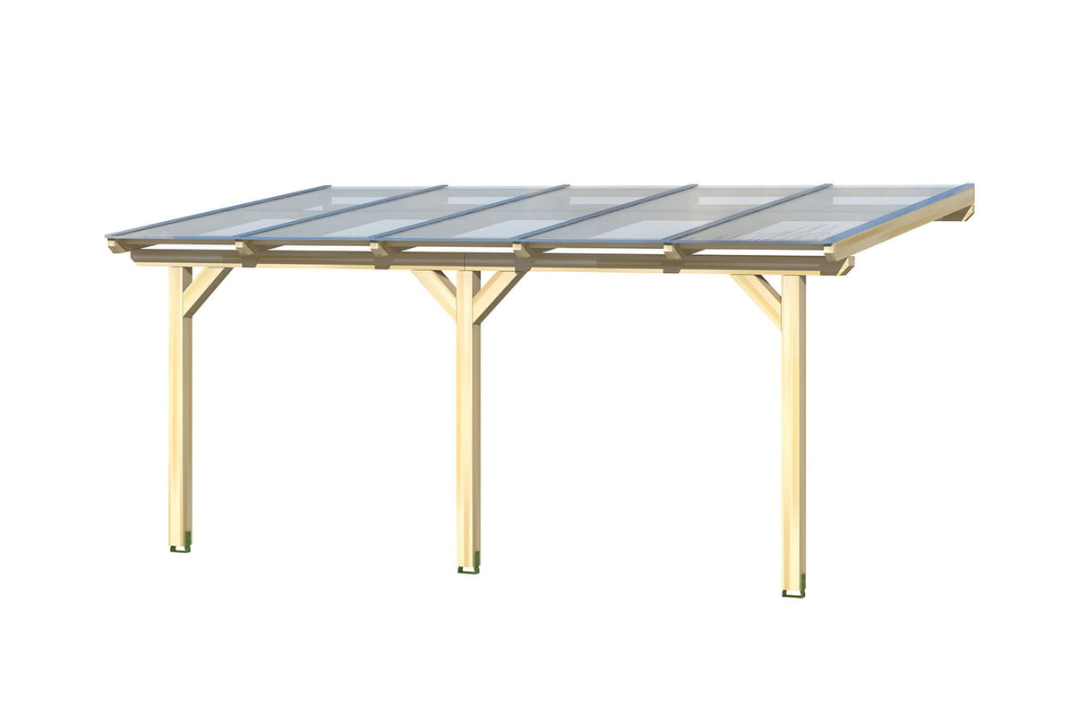 Leimholz-Terrassenüberdachung Andria 3D-Render 541 cm