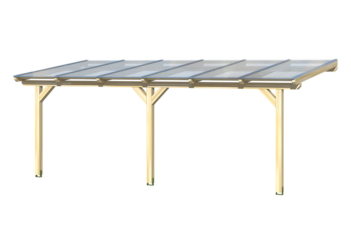 Leimholz-Terrassenüberdachung Andria 3D-Render 648 cm