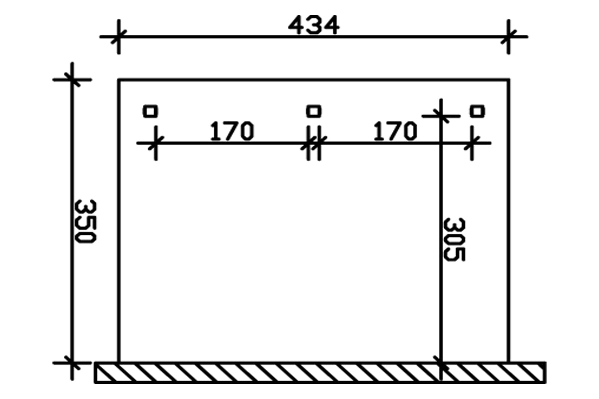 Skan Holz Terrassenüberdachung Rimini 434x350 cm Grundriss