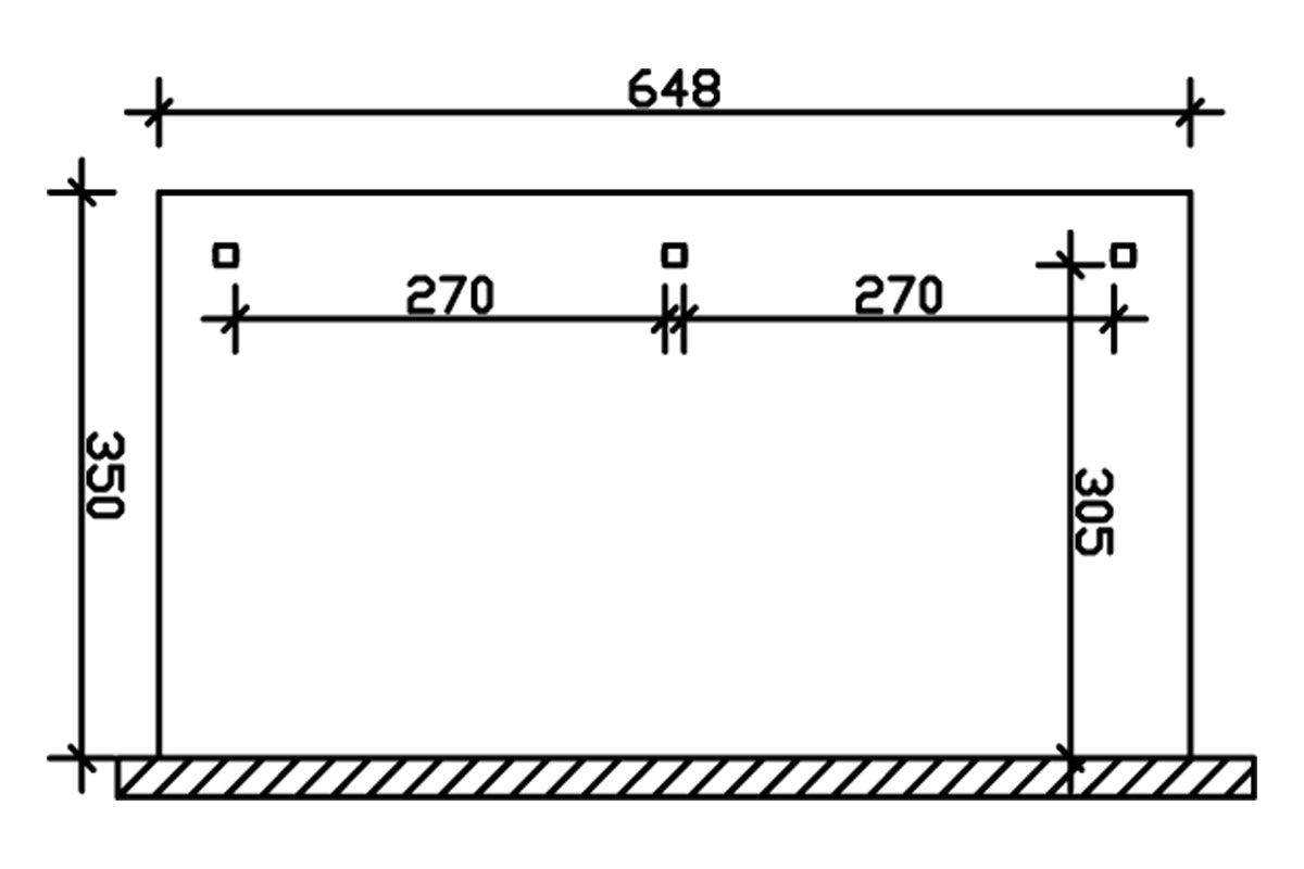 Skan Holz Terrassenüberdachung Rimini 648x350 cm Grundriss