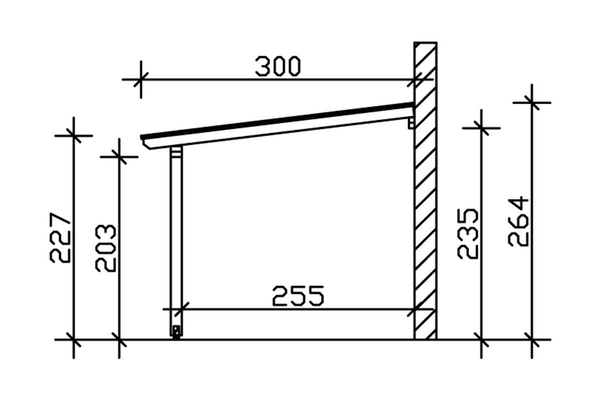 Leimholz-Terrassenüberdachung Andria Schnitt x300 cm