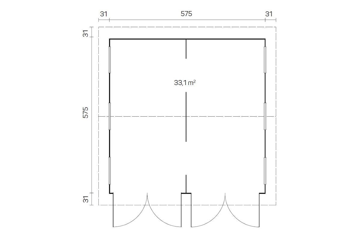 Tene Holzgarage Modell Kotka 40 mm Grundriss