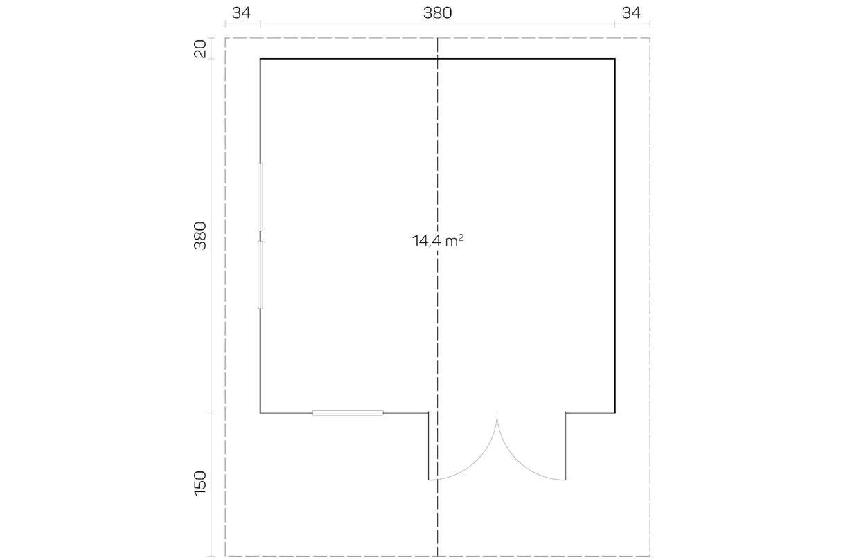 Tene Gartenhaus Modell Enzo B 380 x 380 cm 40 mm Grundriss