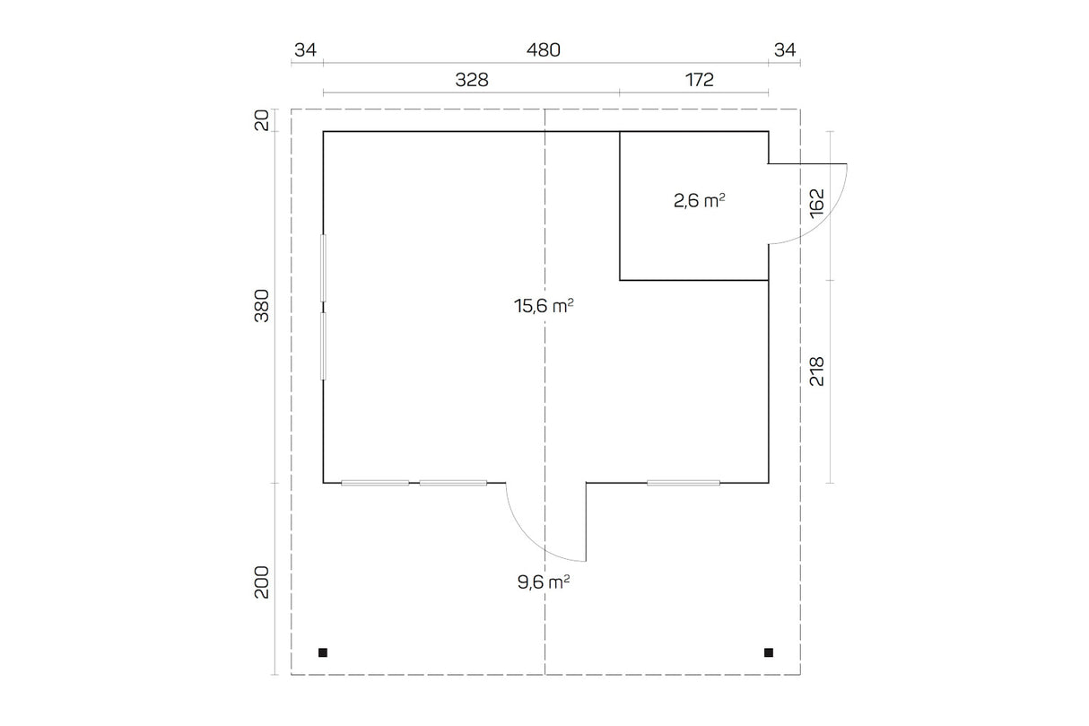 Tene Gartenhaus Modell Gorbea B mit Geräteraum Grundriss