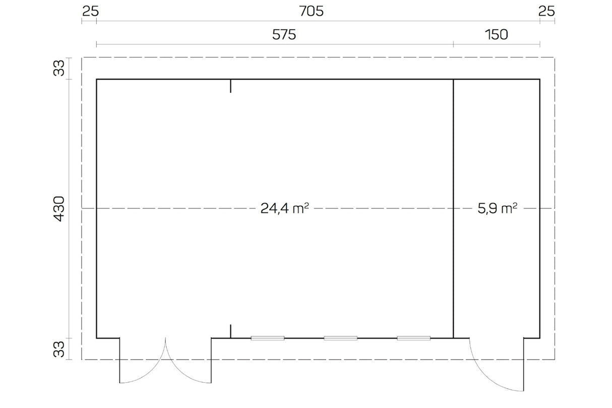Tene Gartenhaus Modell Leon B 705 x 430 cm Grundriss