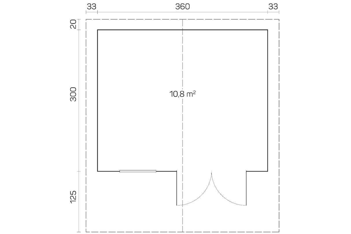 Tene Gartenhaus Modell Mari A 360 x300 cm Grundriss
