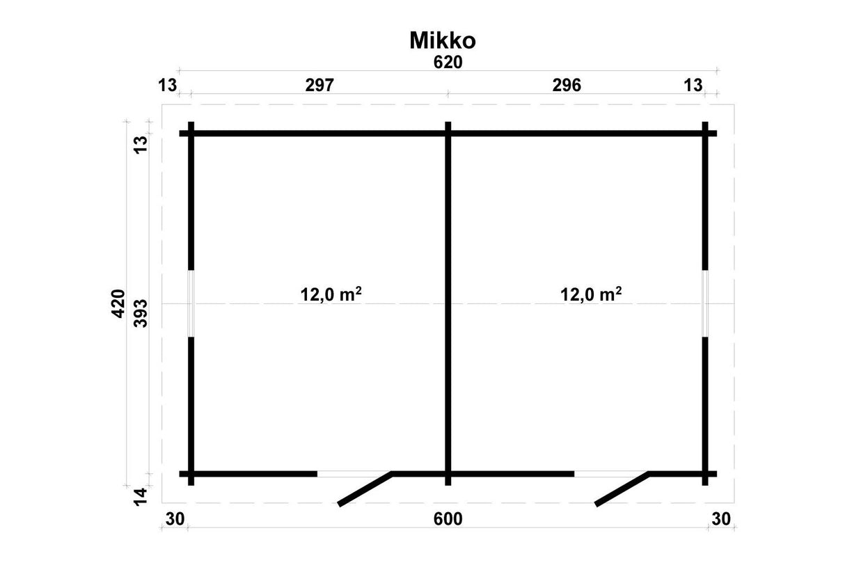 Tene Gartenhaus Modell Mikko 70 mm Grundriss