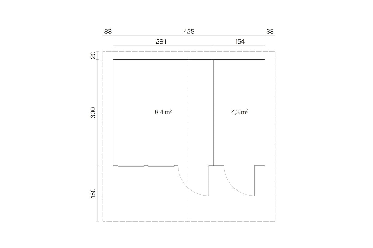 Tene Gartenhaus Modell Pedro A 425 x 300 cm Grundriss