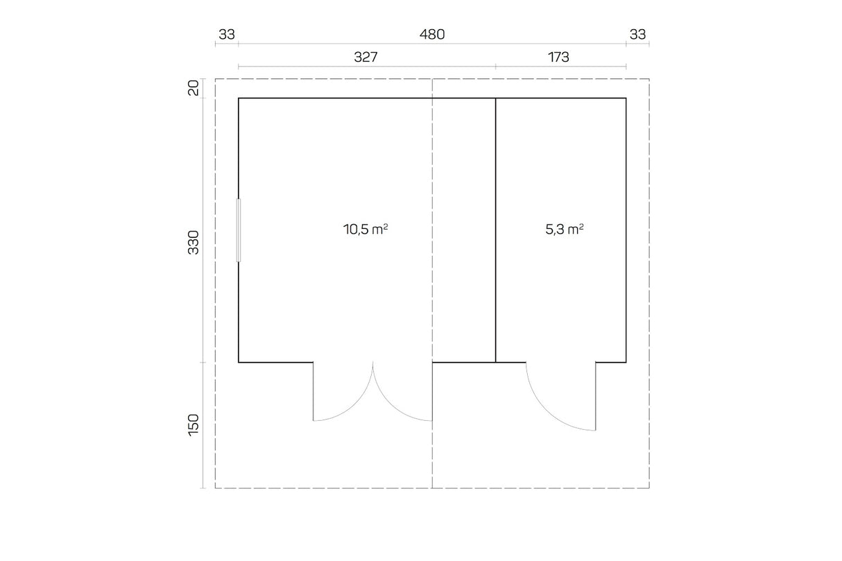 Tene Gartenhaus Modell Pedro D 480 x 330 cm Grundriss