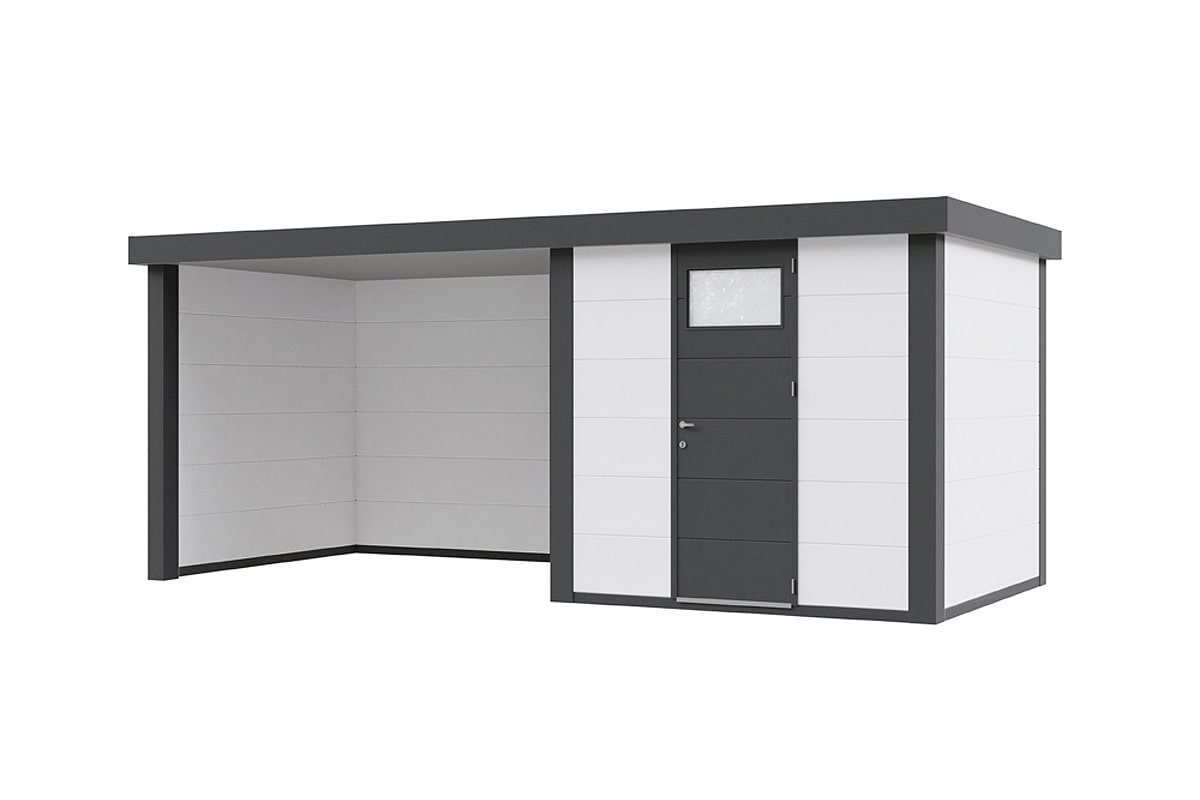 Telluria Gerätehaus Classico mit Lounge links weiß freigestellt