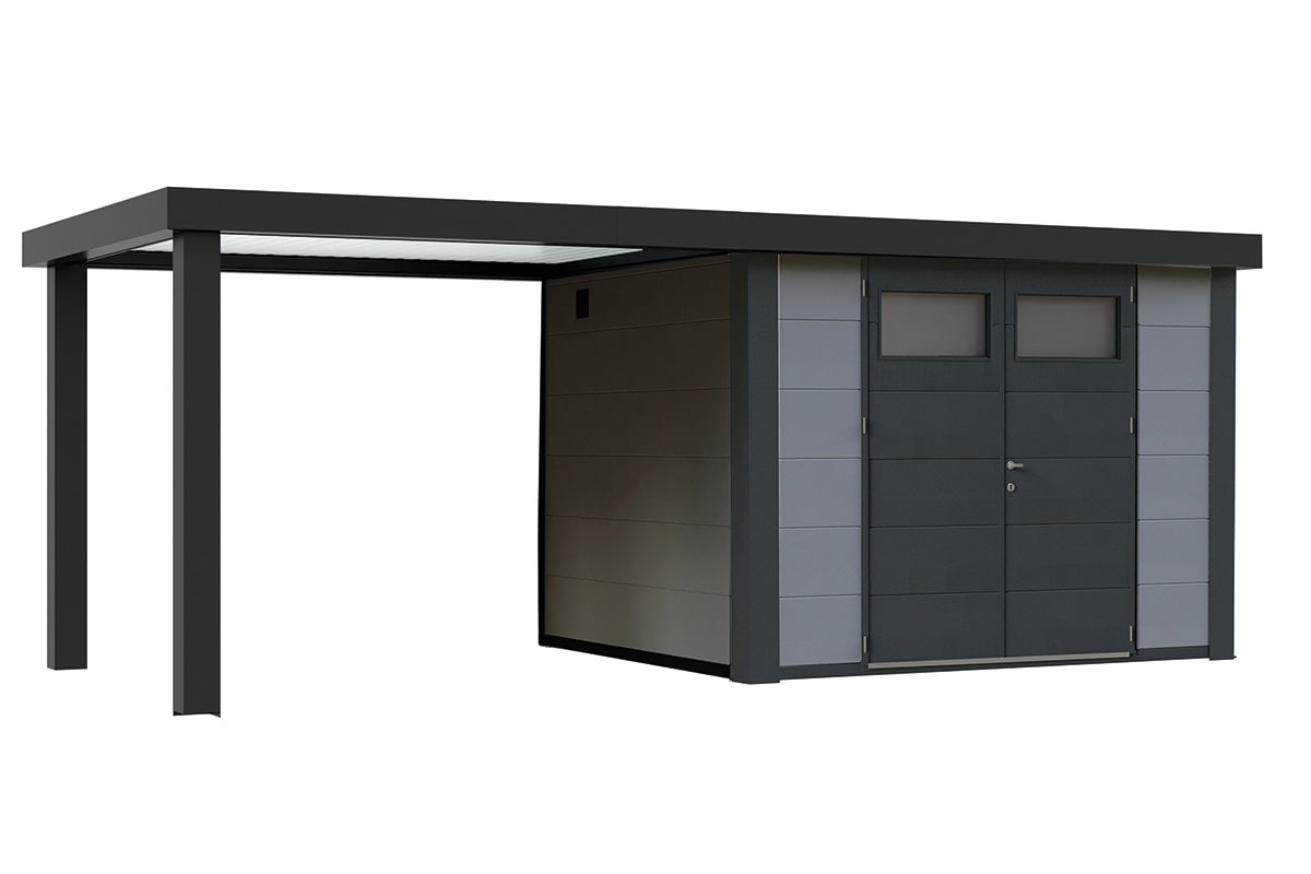 Telluria Gerätehaus Classico 2724 SD 280 L lichtgrau freigestellt