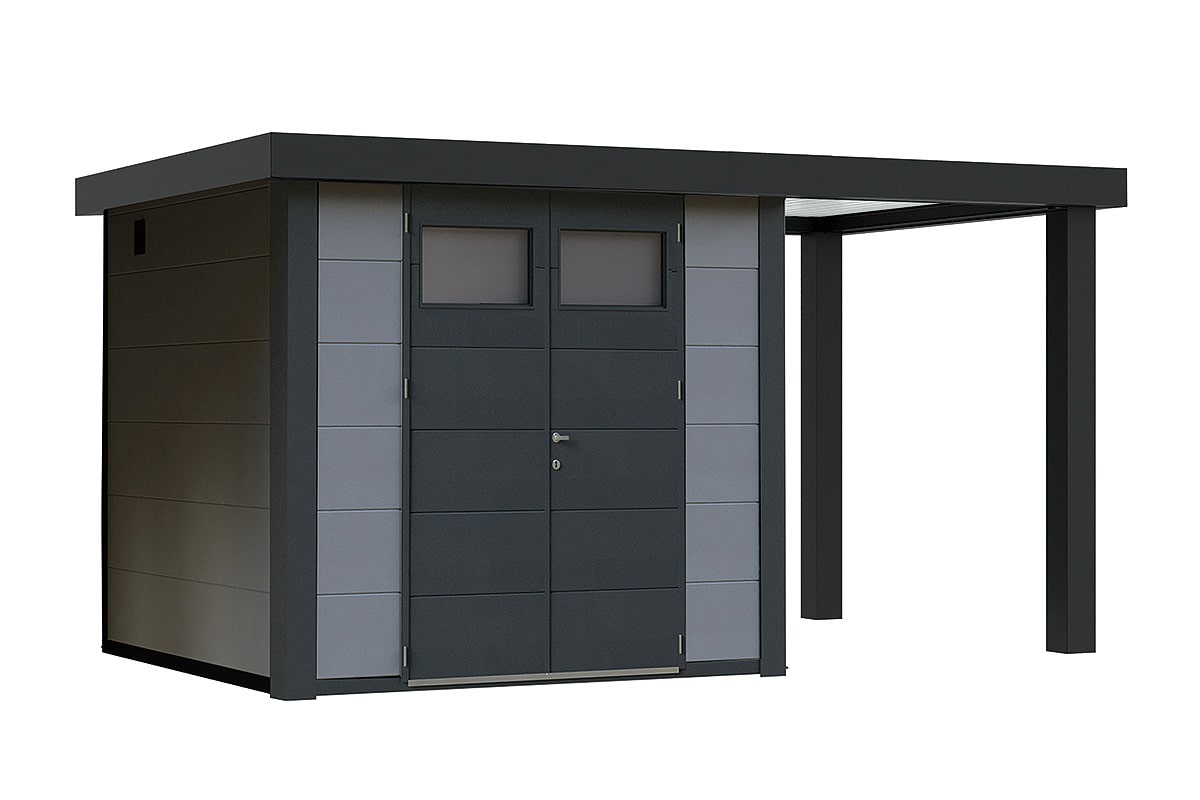 Telluria Gerätehaus Classico 2724 SD 170 R lichtgrau freigestellt