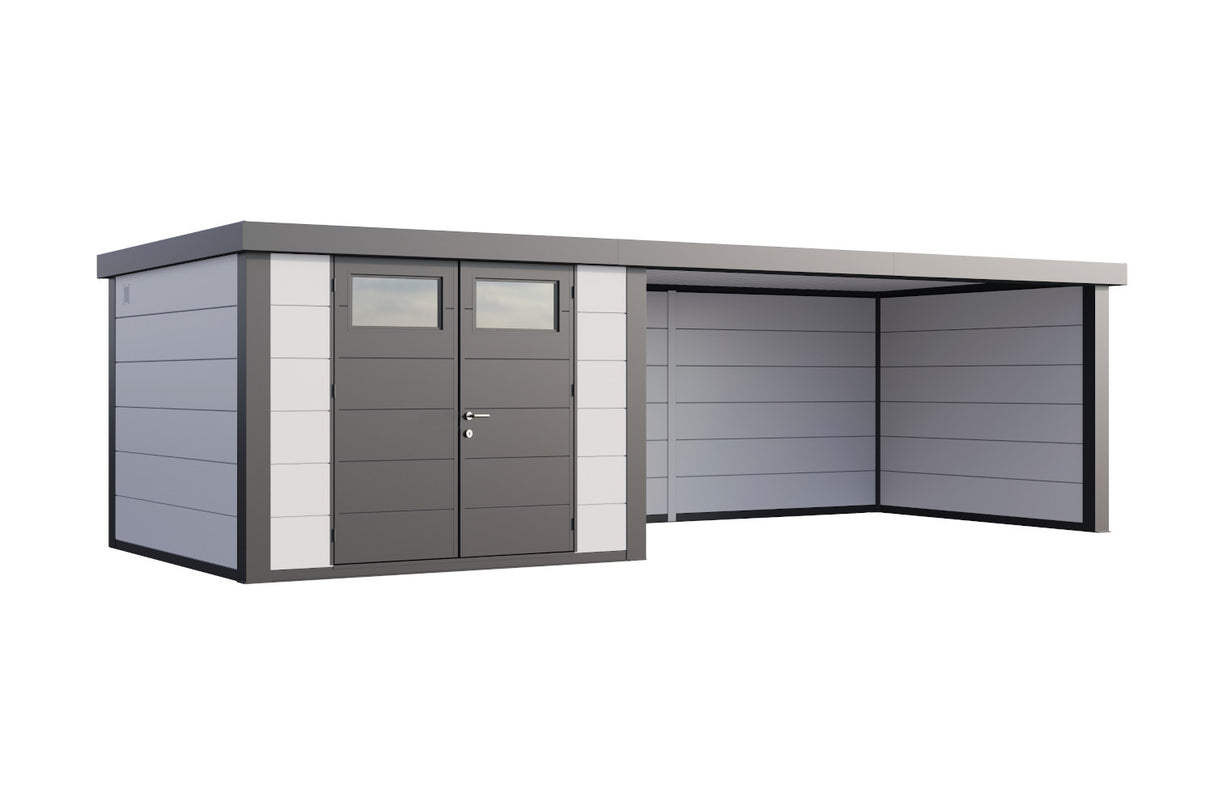 Telluria Gerätehaus Classico 3330 + XL Lounge rechts Weiß freigestellt