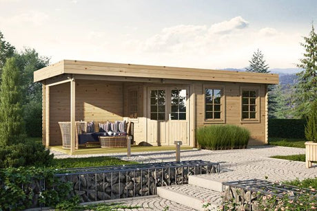 Durch ein praktisches Gartenhaus mit Anbau Platz im Garten schaffen
