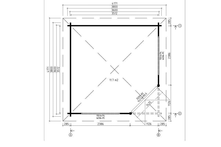 Casa Lignea 5-Eck Gartenhaus Modell Palermo 44 mm Grundriss