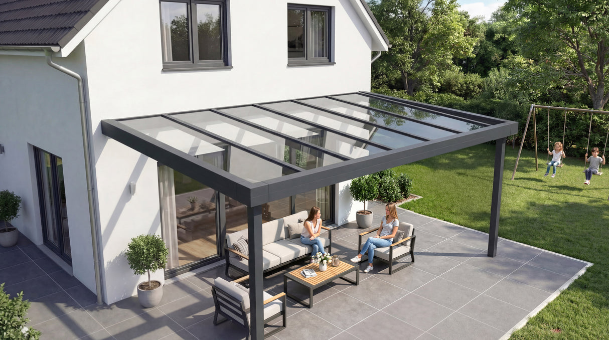 Outdoor Queen Terrassenüberdachung Premium Flat Roof Model A