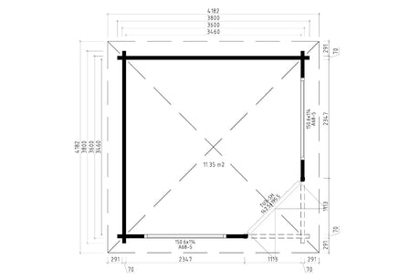 Casa Lignea 5-Eck Gartenhaus Modell Palermo 70 mm Grundriss