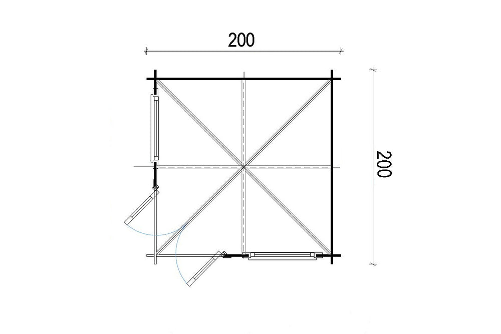 Casa Lignea 5-Eck Gartenhaus Modell Antje 200 x 200 cm Grundriss