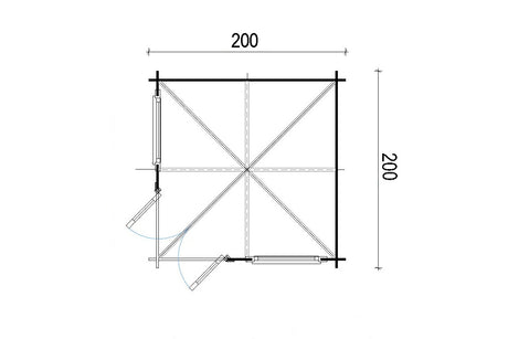 Casa Lignea 5-Eck Gartenhaus Modell Antje 200 x 200 cm Grundriss
