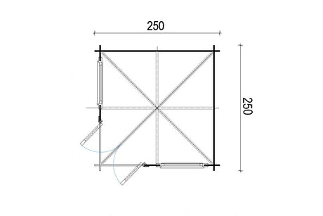 Casa Lignea 5-Eck Gartenhaus Modell Antje 250 x 250 cm Grundriss
