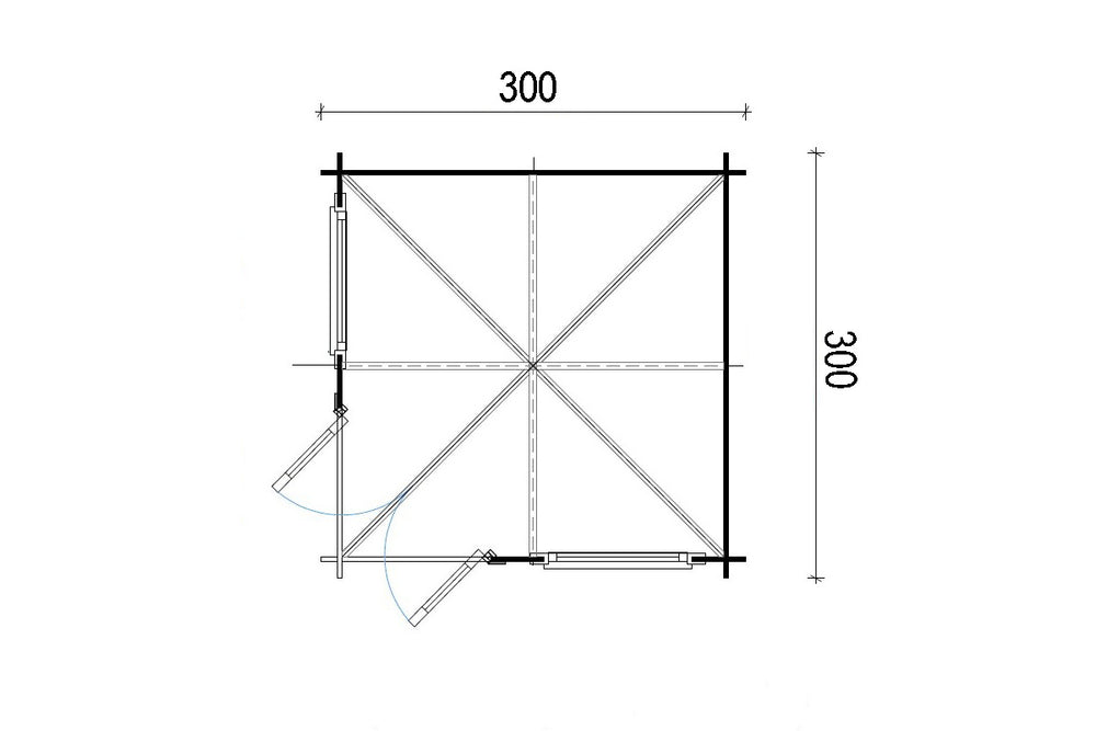 Casa Lignea 5-Eck Gartenhaus Modell Antje 300 x 300 cm Grundriss