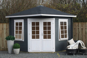 Casa Lignea 5-Eck Gartenhaus Modell Madrid 280 x 280 cm Farbbeispiel