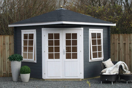 Casa Lignea 5-Eck Gartenhaus Modell Madrid 280 x 280 cm Farbbeispiel