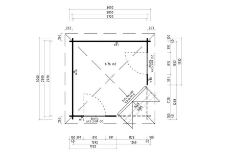 Casa Lignea 5-Eck Gartenhaus Modell Madrid 280 x 280 cm Grundriss