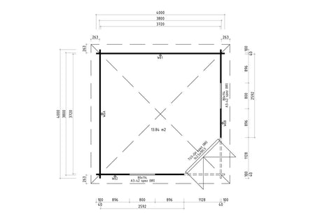 Casa Lignea 5-Eck Gartenhaus Modell Madrid 380 x 380 cm Grundriss