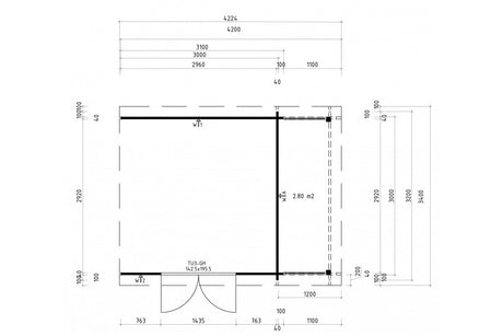 Casa Lignea Anlehngartenhaus Modell Vibius 410x300 cm Grundriss