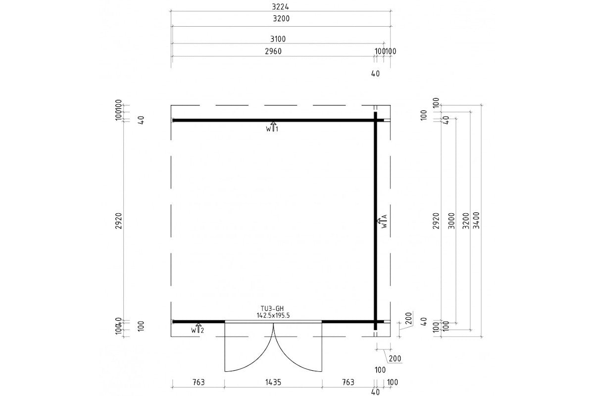Casa Lignea Anlehngartenhaus Modell Salvius 300x300 cm Grundriss