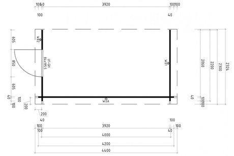 Casa Lignea Anlehngartenhaus Modell Salvius 210x400 cm Grundriss