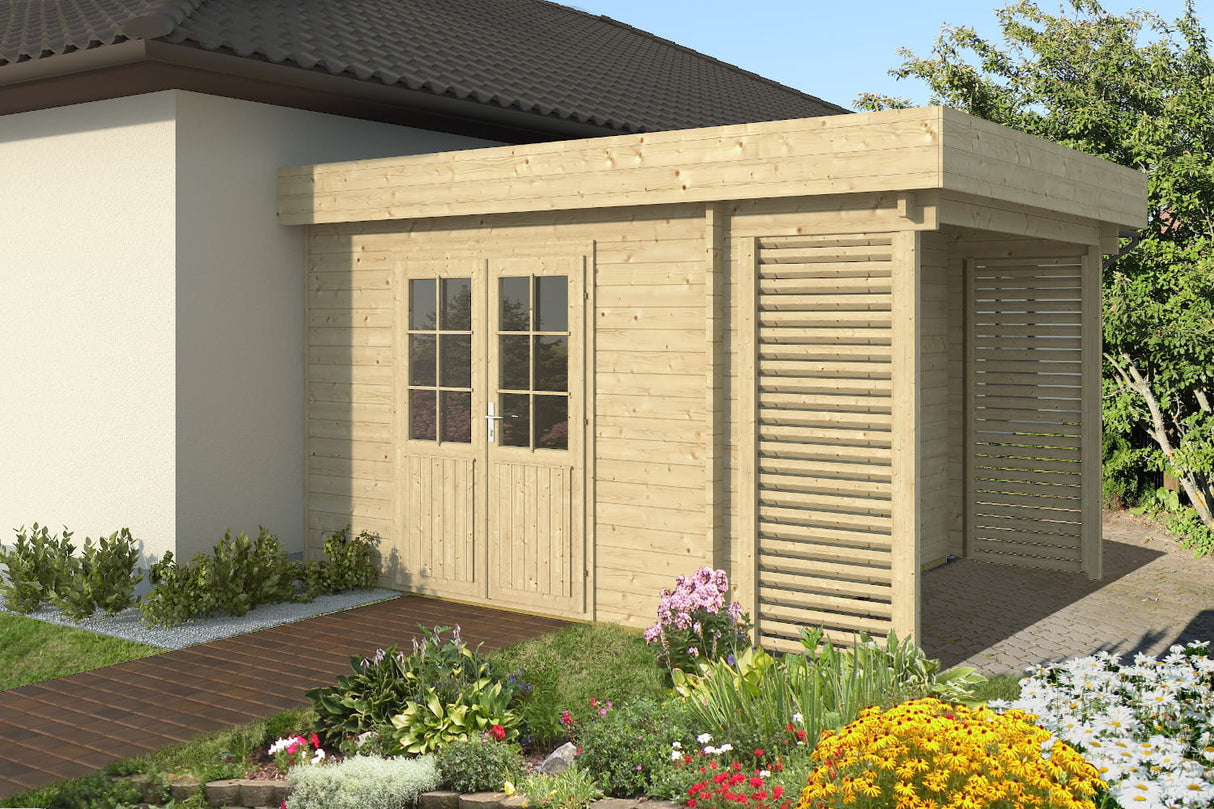 Casa Lignea Anlehngartenhaus Modell Vibius 410x400 cm natur