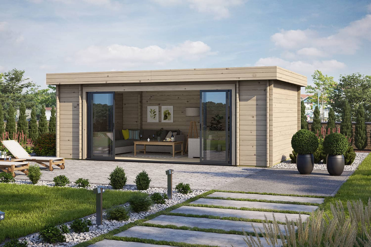 Casa Lignea Gartenhaus Modell Designlounge 44 B mit offener Tür
