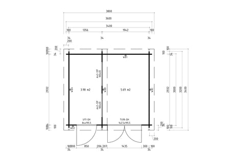Casa Lignea Gartenhaus Modell Nordic Duo Grundriss