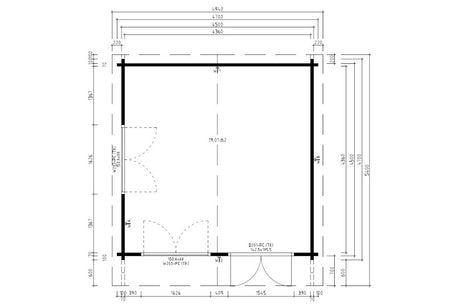Casa Lignea Gartenhaus Modell Marne 450x450 cm Grundriss
